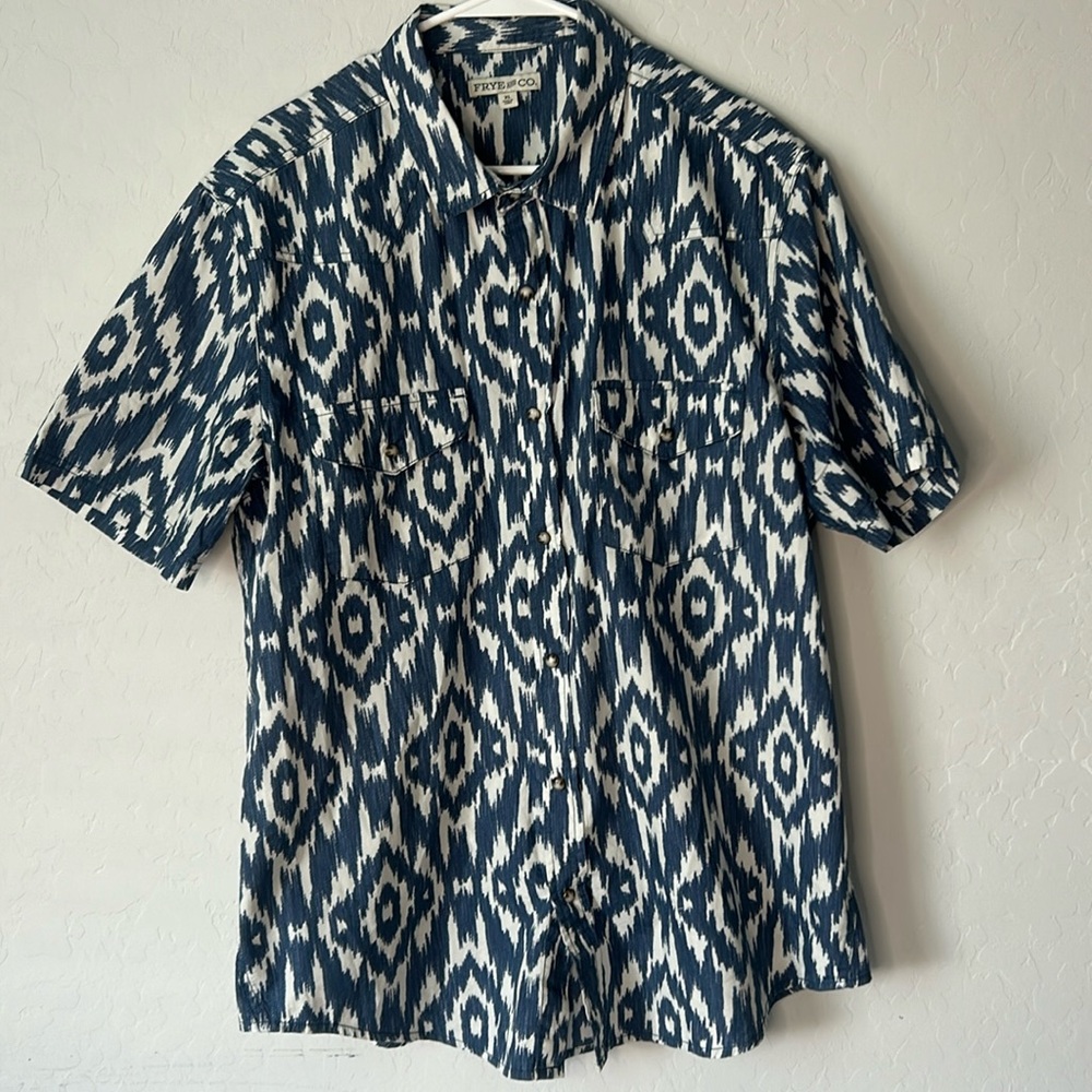 Blue and white button up